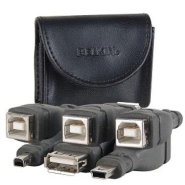 Imagem de Belkin F3U149tt 3-in-1 USB Adapter Kit w/Storage Pouch - Converts USB B (M) Cable to Mini-B (M) or USB A (F) Connection!