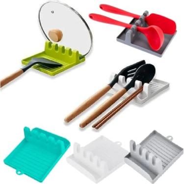 Imagem de Suporte Organizador Silicone Tampa Cozinha Talheres (Branco)