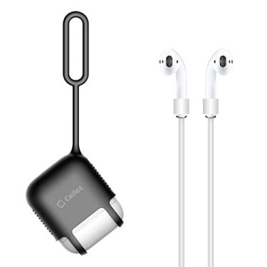 Imagem de Cellet Capa protetora de silicone compatível com AirPods projetada com abertura para chaveiro – Preta