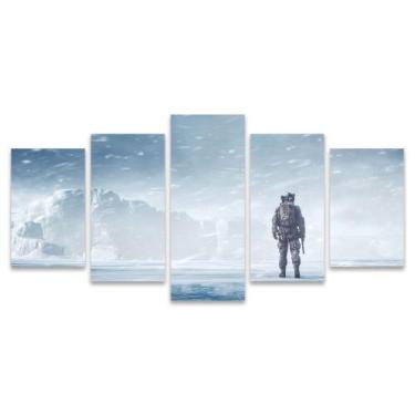 Imagem de Kit Quadros Mosaico Geleira Quarto Militar Neve Montanhas Nevoeiro Tem