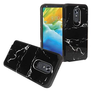 Imagem de Z-GEN – para LG Stylo 5 (2019), Stylo5+ Plus, LM-Q720, LM-L722DL – Capa de celular com imagem híbrida + película de vidro temperado, AD1 Black Marble