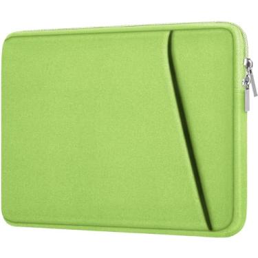 Imagem de Capa para laptop, capa protetora à prova de choque, bolsa portátil para laptop para notebook HP Dell Asus Lenovo de 15,6 polegadas com bolso frontal, verde claro