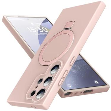 Imagem de KMAMBAG Capa Mag-Ring para Galaxy S24 Ultra, silicone líquido [fator hidratante] Capa para celular Exreme macia e fina com suporte [compatível com MagSafe] para Samsung Galaxy S24 Ultra 6,8 polegadas