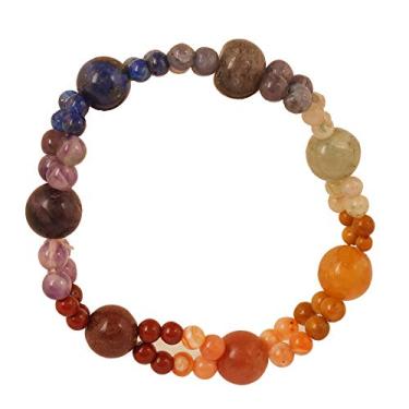 Imagem de Touchstone indiano bollywood grande 10 mm pequeno 4-5 formato redondo natural carnelian sete chakra contas de equilíbrio pulseira para mulheres e homens.