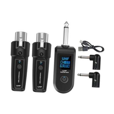 Imagem de MERIGLARE MIC Transmissor Receptor Guitar System recarregável XLR Micless System Music Equipment para amplificador de guitarra sem fio, 1 in 2 with Adapter