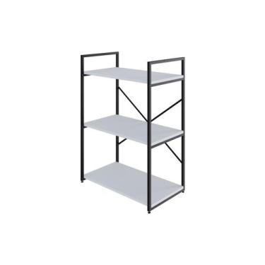 Imagem de Estante C/03 Prateleiras 84x60x33cm Yon - Metalig, Branco TX/Est.Preta