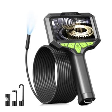 Imagem de Boroscópio para câmera de inspeção com tela LCD de 4,3 polegadas, HD 1080p, cabo semirrígido de 5 metros, 8 luzes LED, IP67 à prova d'água