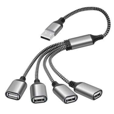 Imagem de Cabo divisor USB Y 4 em 1 adaptador de saída de 2 metros, USB-A macho para 4 cabos de extensão OTG fêmeas, 4 portas USB-A extensor de conector multiportas, carregador e transferência de dados para
