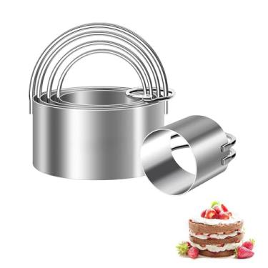 Imagem de Hcirjhie Conjunto de cortadores de biscoito (5 peças/conjunto), cortador de biscoitos redondo com alça, ferramentas profissionais de massa para assar (círculo)