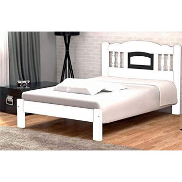 Imagem de Cama Queen Size Bella de Madeira Maciça Tauari -Cor Branco/Preto