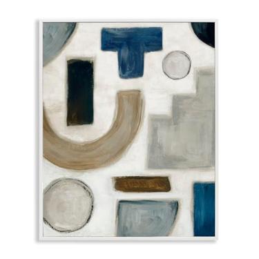 Imagem de Stupell Industries Design de arte de parede giclée emoldurado em branco com formas de tom natural por Emma Peal, 61 x 76 cm