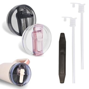 Imagem de Pacote com 2 tampas ProTour removíveis para copo Stanley de 850 g, com tampas Stanley à prova de vazamento, tampa de canudo flip para Stanley, tampas de copo sem derramamento, acessórios de copo para