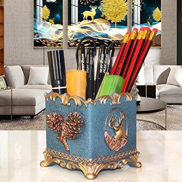 Imagem de Porta-lápis europeu dourado, luxuoso, com decoração de cervo, base de 1,2 m, caneta, papelaria, pincel de maquiagem, organizador de mesa, ornamentos (B)