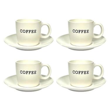 Imagem de Jogo 4 Xícaras Cremona Com Pires De Cerâmica Café Chá 130ml - Haüskraf