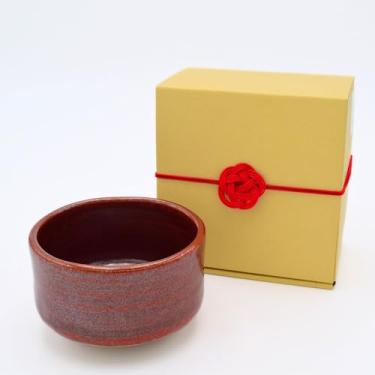 Imagem de Product of Gifu Japan Tigela de matcha de cerâmica, xícara de chá verde japonesa Chawan feita à mão, tigela de mistura Matcha, 400 ml, padrão de pincelada, vermelho, presentes japoneses