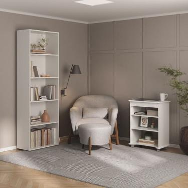 Imagem de Kit 2 Peças com Escrivaninha com Tampo Portátil e Estante 5 Prateleiras