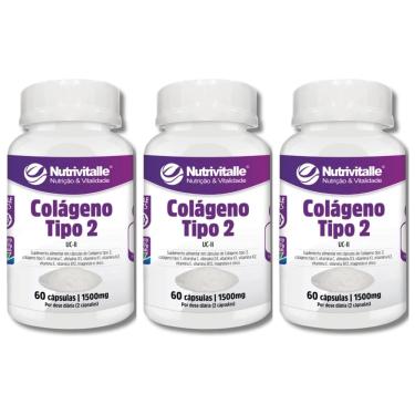 Imagem de Kit 3 Un - Colageno Tipo 2 1500Mg 60 Capsulas Nutrivitalle