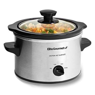 Imagem de Elite Gourmet MST-250XS# Electric Slow Cooker Ceramic Pot, with Adjustable Temp, Entrees, Sauces, Soups, Roasts, Stews & Dips, Dishwasher Safe (1.5 Quart, Stainless Steel)
