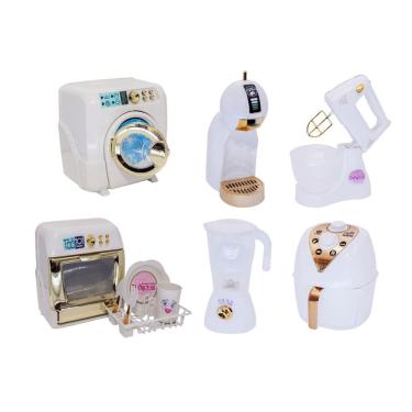 Imagem de Kit Cozinha Infantil Brinquedo Menina Eletrodomestico Branco