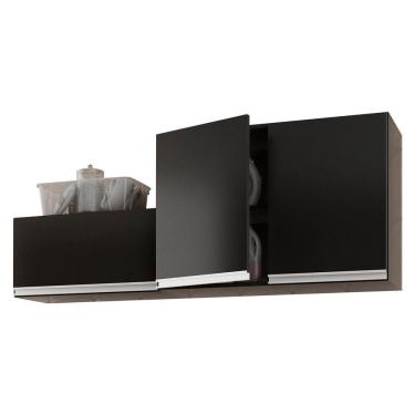 Imagem de Kit área De Serviço E Lavanderia Com 02 Armários Aéreo 80cm E 60cm 100% Mdf Preto - Abmaza