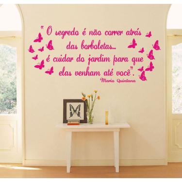 Imagem de Adesivos Decorativos de Parede Frase Borboletas Decoração de Sala