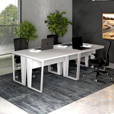 Imagem de Estação Trabalho Escritório p/ 4 Pessoas 240cm Pé Metal F5 - F5 Office