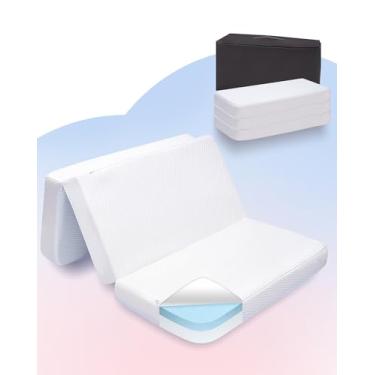 Imagem de Mecc ecoh Colchões dobráveis Pack and Play, colchão portátil respirável Pack N Play, espuma viscoelástica de gel refrescante reversível, forro resistente à água para viagens ao ar livre, adequado para