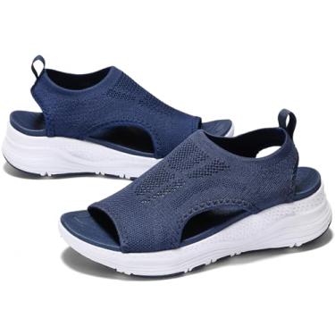 Imagem de GoodValue Sandálias Ortopédicas Confortáveis Femininas Com Suporte De Arco Para Caminhada, Sandálias Esportivas Femininas, Bico Aberto, Sem Cadarço, Plataforma Para Fascite Plantar, Salto De 2 Poleg