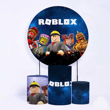 Imagem de Kit Painel de Festa Redondo e Trio de Cilindros Roblox - Fera Print