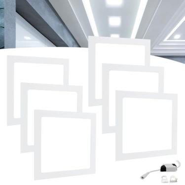 Imagem de Kit 6 Painel Plafon Led 25w Embutir Quadrado Branco Bivolt Luz Frio