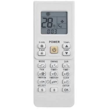 Imagem de Controle Remoto Universal para Ar Condicionado, LCD Digital, Funções Temperatura, Timer e Modo, Branco
