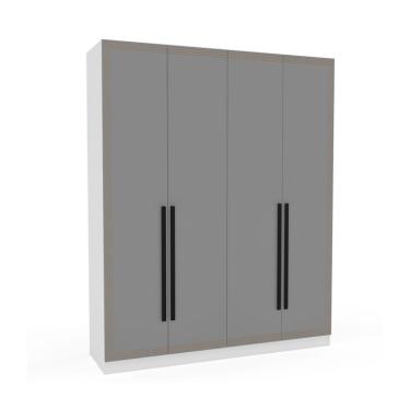 Imagem de Guarda-Roupa Casal Valência 4 Portas 4 Gavetas Branco e Cinza