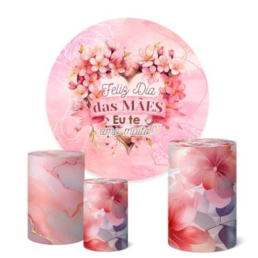 Imagem de Trio Capas Cilindro + Painel Redondo Sublimado 1,50m Dia Das Mães (K1MAE022)