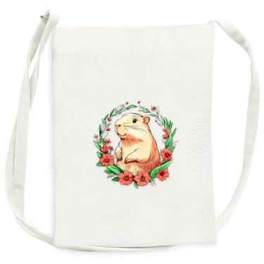 Imagem de BJDAMAI Mini bolsa de lona para adolescentes e meninas, pequena bolsa com alça de ombro para celular, chaves, batom, moeda!, Capivara