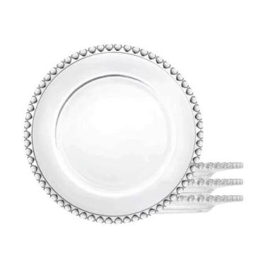 Imagem de Jogo 4 Pratos de Sobremesa 20cm Coração Cristal Transparente Lyor