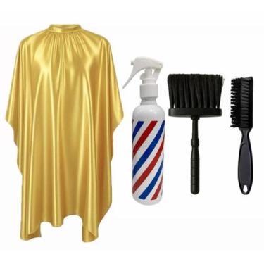 Imagem de Capa Para Corte Barbeiro Borrifador Listrado Espanador Preto Escovinha