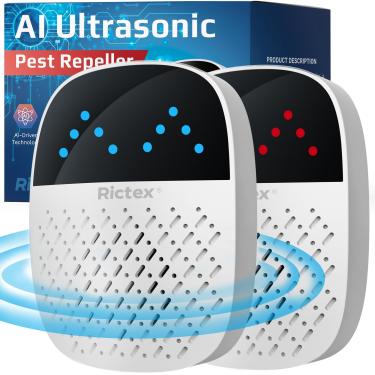 Imagem de Rictex Repelente Ultrassônico De Pragas Plug-In: Repelente De Ratos E Roedores Para Ambientes Internos – Repelente Eletrônico De Ratos Para Casa, Livre-Se De Baratas, Insetos, Mosquitos, Formigas E
