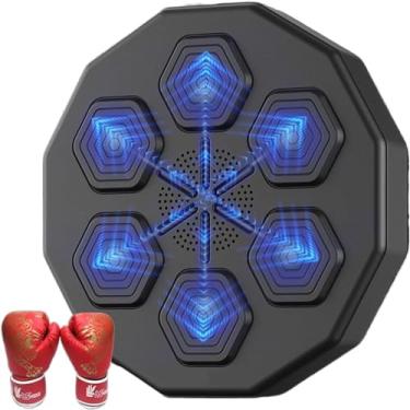 Imagem de GGFSSQ Máquina de boxe musical - Máquina de boxe montada na parede - Equipamento de perfuração de treinamento de boxe, máquina inteligente de treino de alvo, treino em casa, alívio de estresse