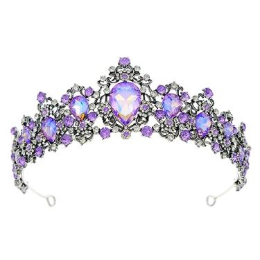 Imagem de Kamirola Coroa de rainha barroca, coroa de noiva de strass e tiaras de cristal para aniversário, formatura, concurso, festa de Halloween, Natal (TR05), Medium, Liga metálica, Cristal