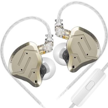 Imagem de KZ ZSN PRO 2 HiFi IEM Earbud, driver dinâmico e armadura equilibrada, fone de ouvido intra-auricular híbrido, KZ Heavy Bass Music com fio (dourado, com microfone)