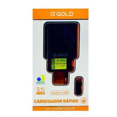 Imagem de Carregador Completo Lightning Fonte + Cabo 3.1A A'Gold CA22-2  - Alpha