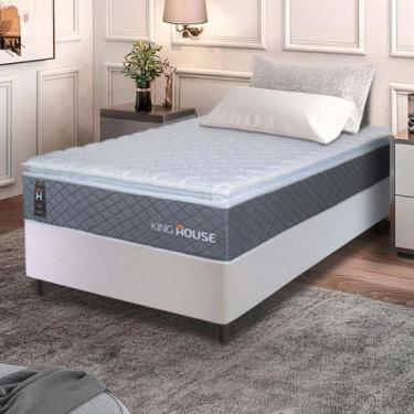Imagem de Conjunto Box Branco Argel Cinza Espuma D33 Solteiro 88x188x67 - King H