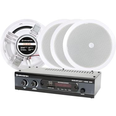 Imagem de HAYONIK, Kit de Som Ambiente com 1 Amplificador Compact 400 OD e 4 Arandelas CS-630, 400W, Arandela de 6", 2 Pontos de Fixação, Proteção UV