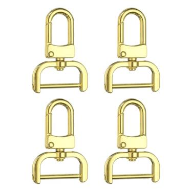 Imagem de HARFINGTON 4 peças de gancho de pressão destacável fecho giratório 1" (25 mm) anéis D de liga de zinco fecho de garra de lagosta com barra de parafuso para chaveiro, cordão, ferragens, artesanato