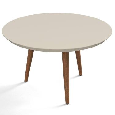 Imagem de Mesa De Centro Redonda Pés Madeira Luna 670 Off White