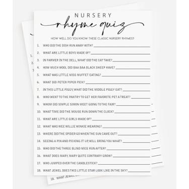 Imagem de All Ewired Up 50 Baby Shower Nursery Rhyme Game (50-Cards) Fun Baby Shower Game Activity, Gender Neutral Boy or Girl, Minimalist Script