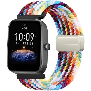 Imagem de Meliya Pulseiras de nylon trançado compatíveis com Amazfit Active 2 1/GTR mini/GTS 2 2e 3 4/GTS 2 4 mini, pulseiras de reposição elásticas macias de 20 mm para Amazfit Bip 3/3 Pro/U/U Pro/S/S Lite
