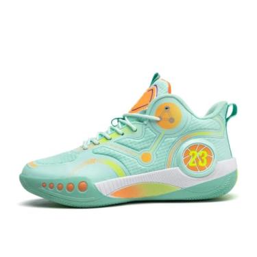 Imagem de Tênis de basquete masculino de cano alto, ultraleve, respirável, com sola de absorção de choque(Cyan,43 BR)