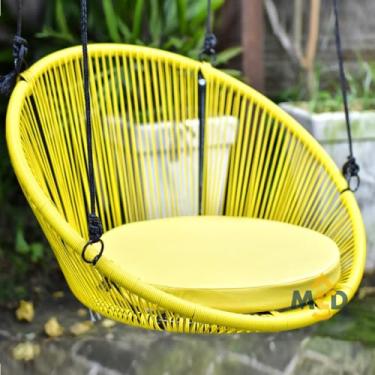 Imagem de Balanço Cadeira Suspensa Pergolado Teto Edículas Sacadas Pendurado Casa Jardim Varanda Varanda(AMARELO/AMARELO BALANÇO)