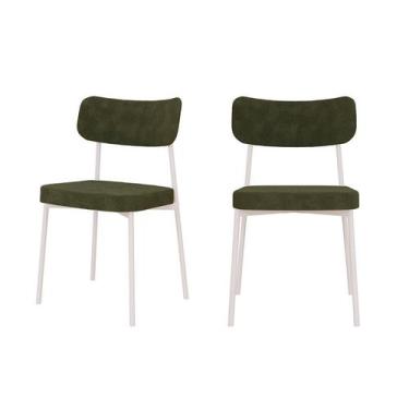 Imagem de Conjunto com 2 Cadeiras Mona Poliéster Verde e Branco - Modern